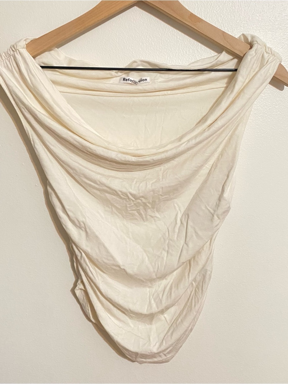 Reformation // off white cowl neck top XS